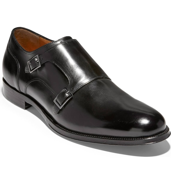 black double strap monk shoes