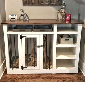 BUILD PLANS for Dog Kennel with Shelves, DIY Dog Crate Furniture, Instant Digital Printable Build Plans, Wood Dog Kennel Tv Stand, Pet Crate