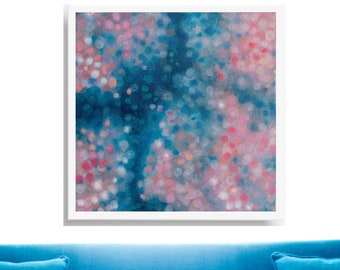 Pink, Blue, Peach Abstract PRINTABLE DIGITAL DOWNLOAD of Original Oil Painting, Square Vertical or Horizontal Wall Art. Impression d’art moderne