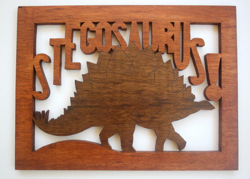 Solid Wood Dinosaur Wall Art Stegosaurus Scroll Saw Art Etsy