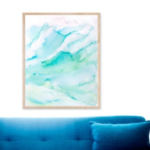 Mountain Lake Watercolor Painting, PRINTABLE DIGITAL DOWNLOAD, Blue ...