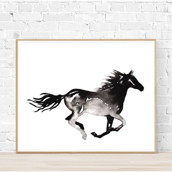 Galloping Horses Painting Print Design Black School Backpack /& Pencil Bag