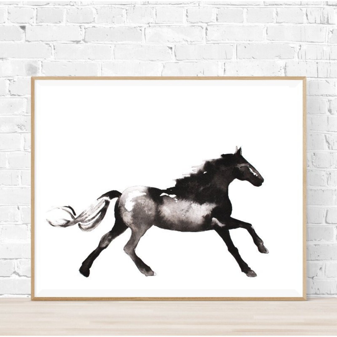 Horse Silhouette, PRINTABLE Horse Digital Download, Abstract Horse Ink ...