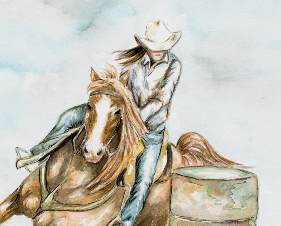 Horse Painting, Barrel Racing INSTANT DIGITAL DOWNLOAD Horse Wall Art ...