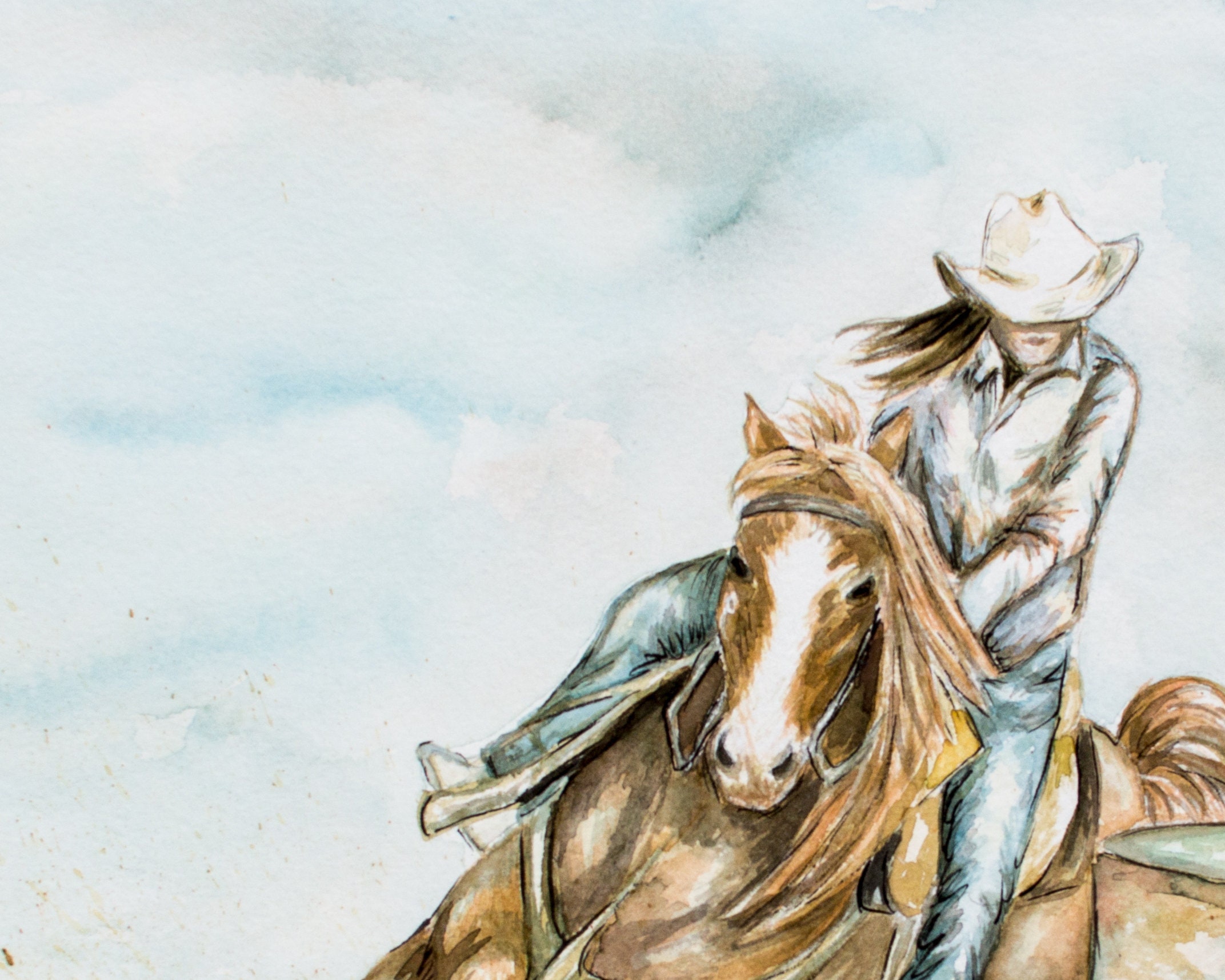 Horse Painting Barrel Racing Woman on Horse Wall Art Horse - Etsy