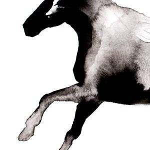 Horse Silhouette Painting, Abstract Horse Wall Art, Black and White Horse Painting in Ink, Print of Horse Painting, Horse Gift for Woman image 3