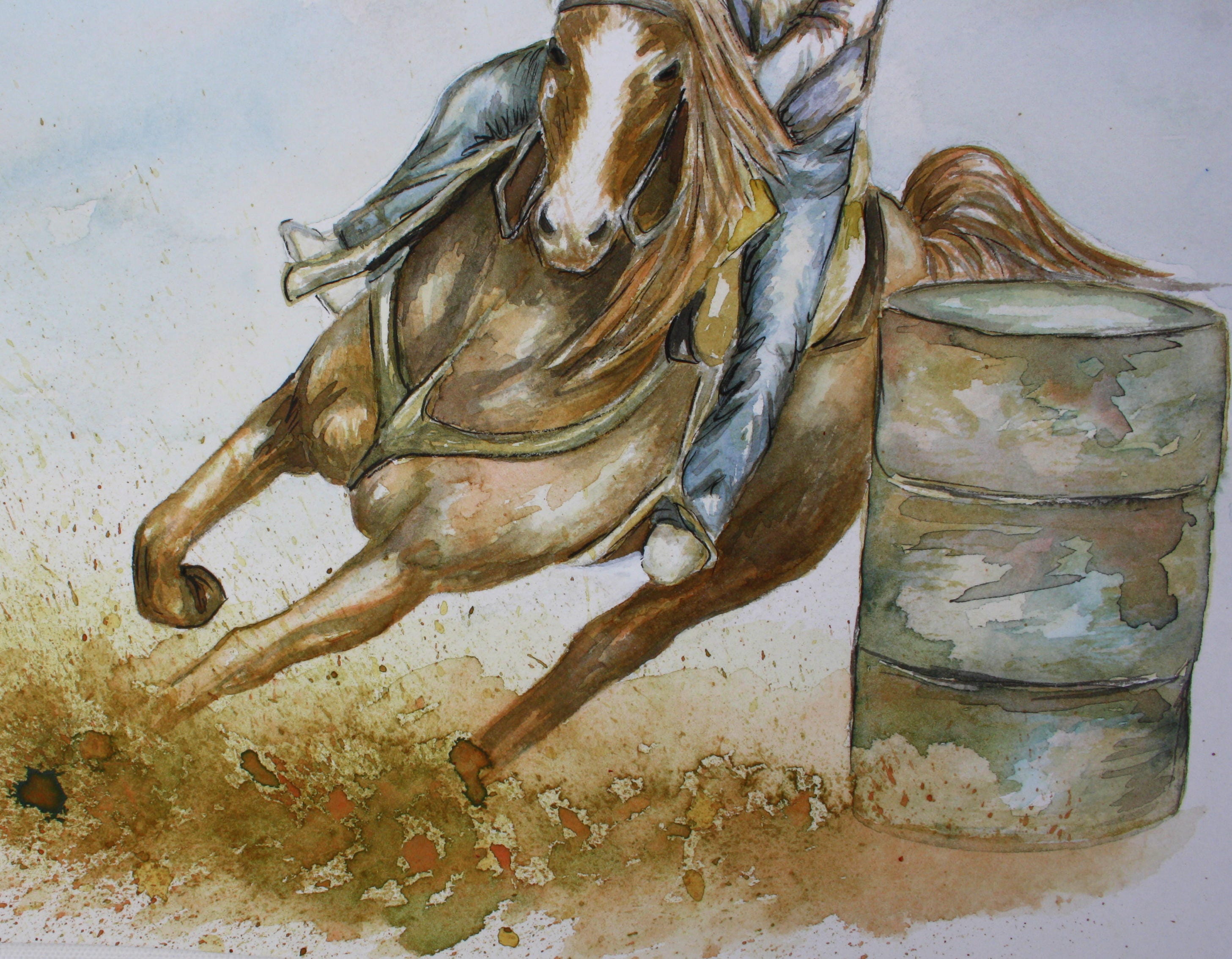 Horse Painting Barrel Racing Woman on Horse Wall Art Horse - Etsy