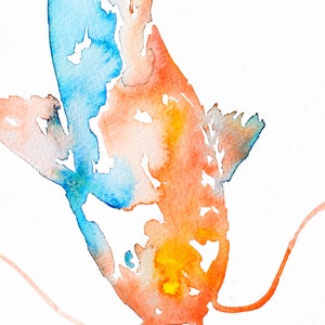 Poisson-chat peintures lot de 3, imprimable téléchargement numérique 3 poissons tirages, orange bleu turquoise Teal Wall Art, lac maison cabine cuisine art mural image 8
