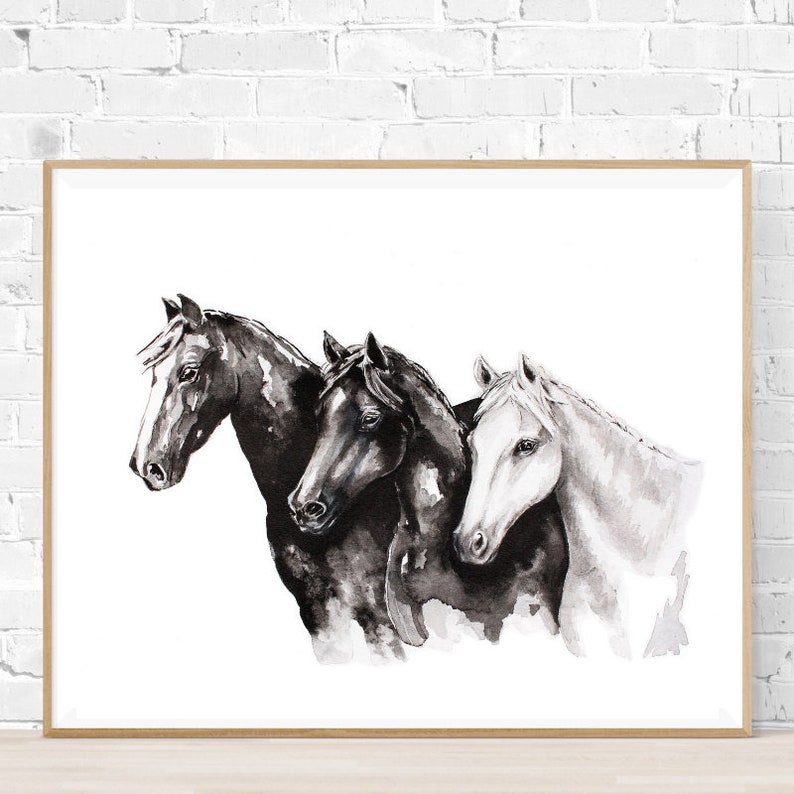 Horse Painting Silhouette PRINTABLE DIGITAL DOWNLOAD Horse Ink Etsy