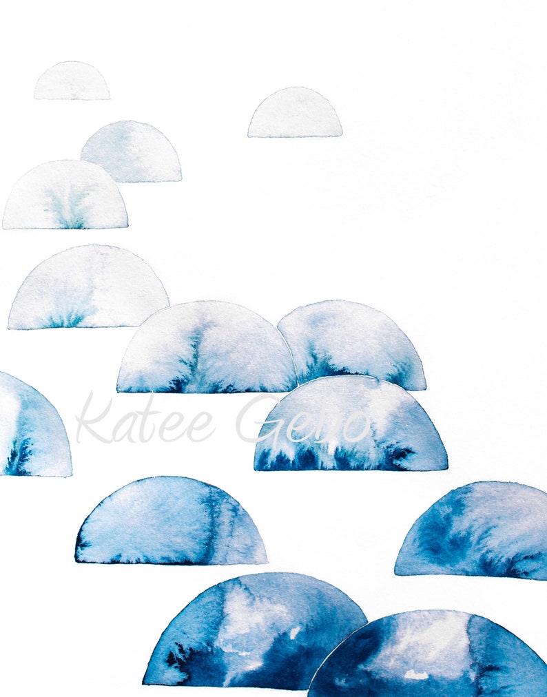 Set of 2 Blue Abstract Prints PRINTABLE DIGITAL DOWNLOAD - Etsy