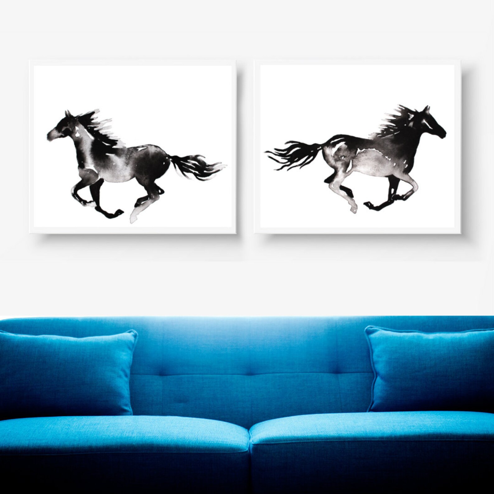 Horse Painting Silhouette PRINTABLE DIGITAL DOWNLOAD Horse Ink Etsy
