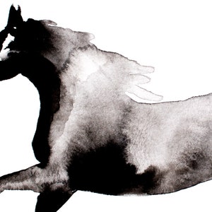 Horse Silhouette Painting, Abstract Horse Wall Art, Black and White Horse Painting in Ink, Print of Horse Painting, Horse Gift for Woman image 4