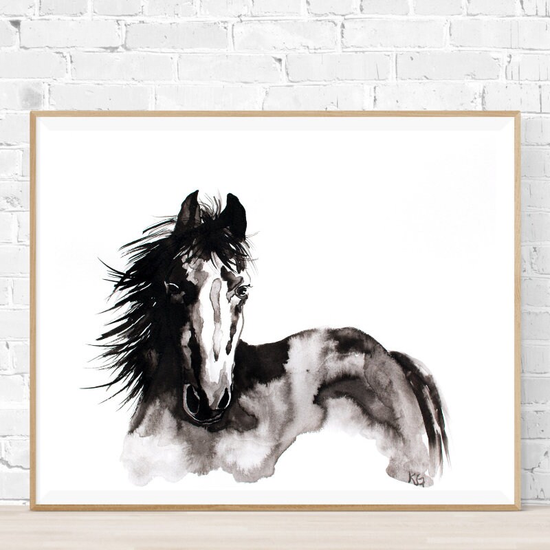 Horse Painting Wall Art PRINTABLE Horse Silhouette Digital Etsy