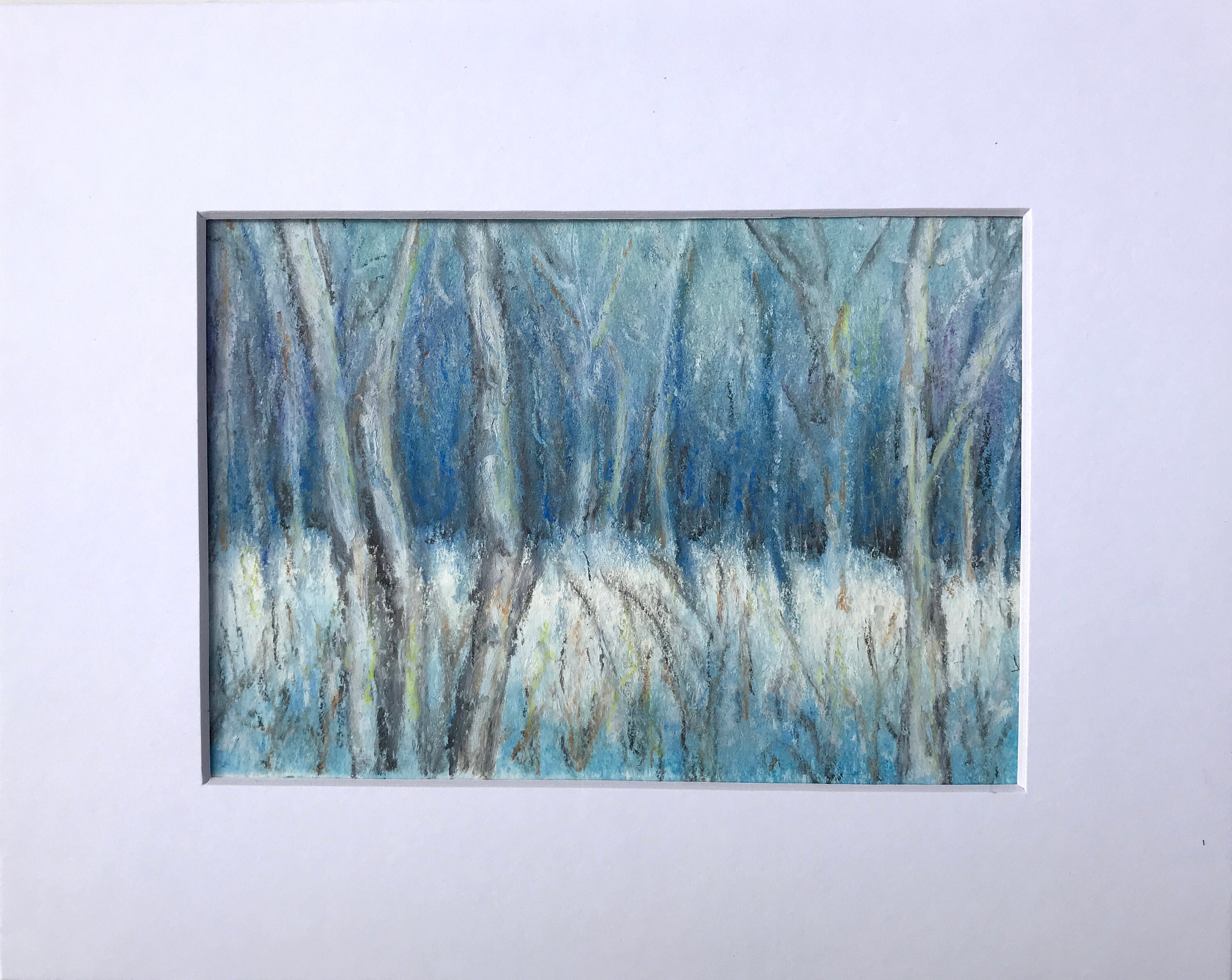 タイトル「青派」オイルパステル画 絵画 青い絵