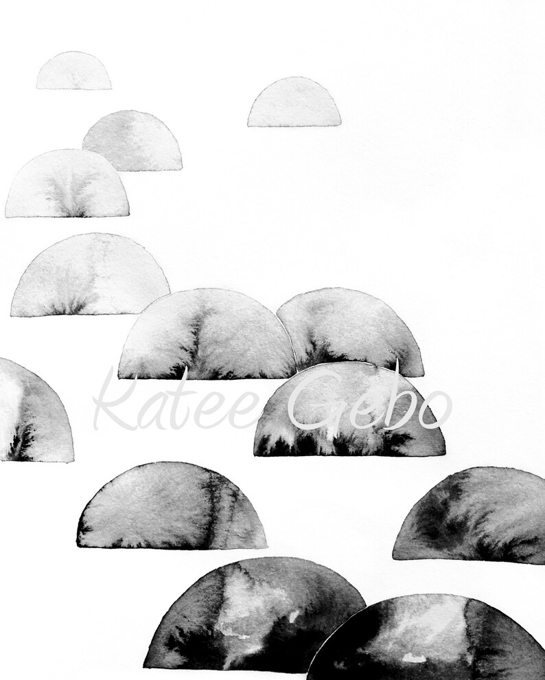 Black White Gray PRINTABLE Mid Century Modern Art DIGITAL Etsy