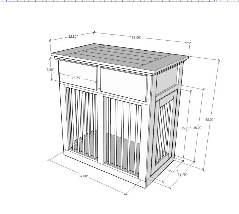 BUILD PLANS - Medium Single Dog Crate With Drawers, Instant Digital ...