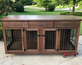 BUILD PLANS Extra Large Single Dog Crate Kennel DIY, Instant Download Plans -Build Your Own Wood Dog Crate Furniture with Drawers or Shelves