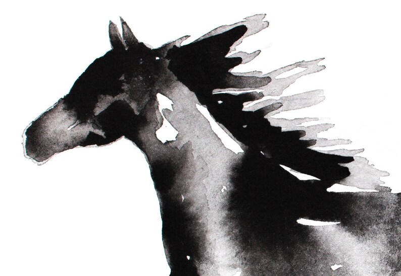 Horse Painting Silhouette, PRINTABLE DIGITAL DOWNLOAD Horse Ink