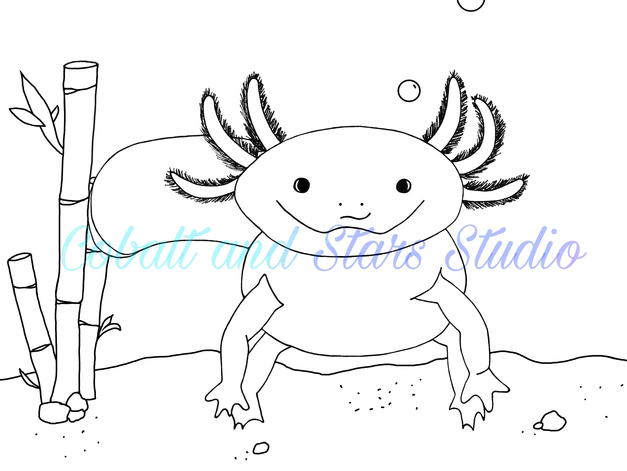 Axolotl Printable Coloring Page All Ages Coloring Page Cute - Etsy