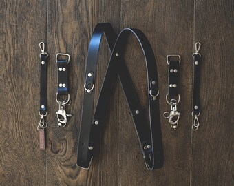 Cloverlily Handmade Leather Double Camera Harness | Leather Multi-Camera Strap Black