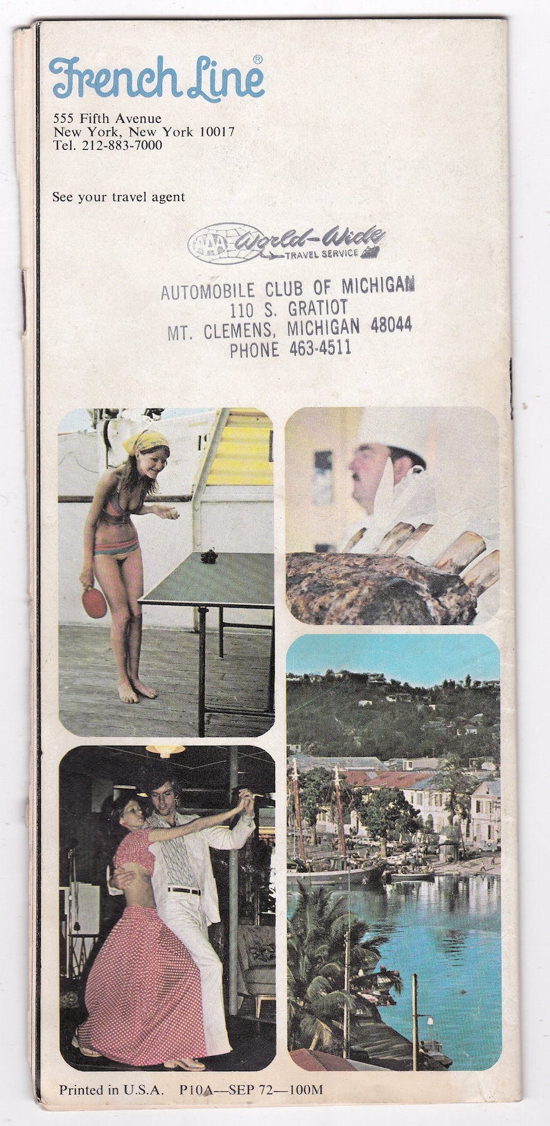 French Line ms De Grasse Pan Am 1972-73 Gourmet Caribbean Fly Cruises Brochure