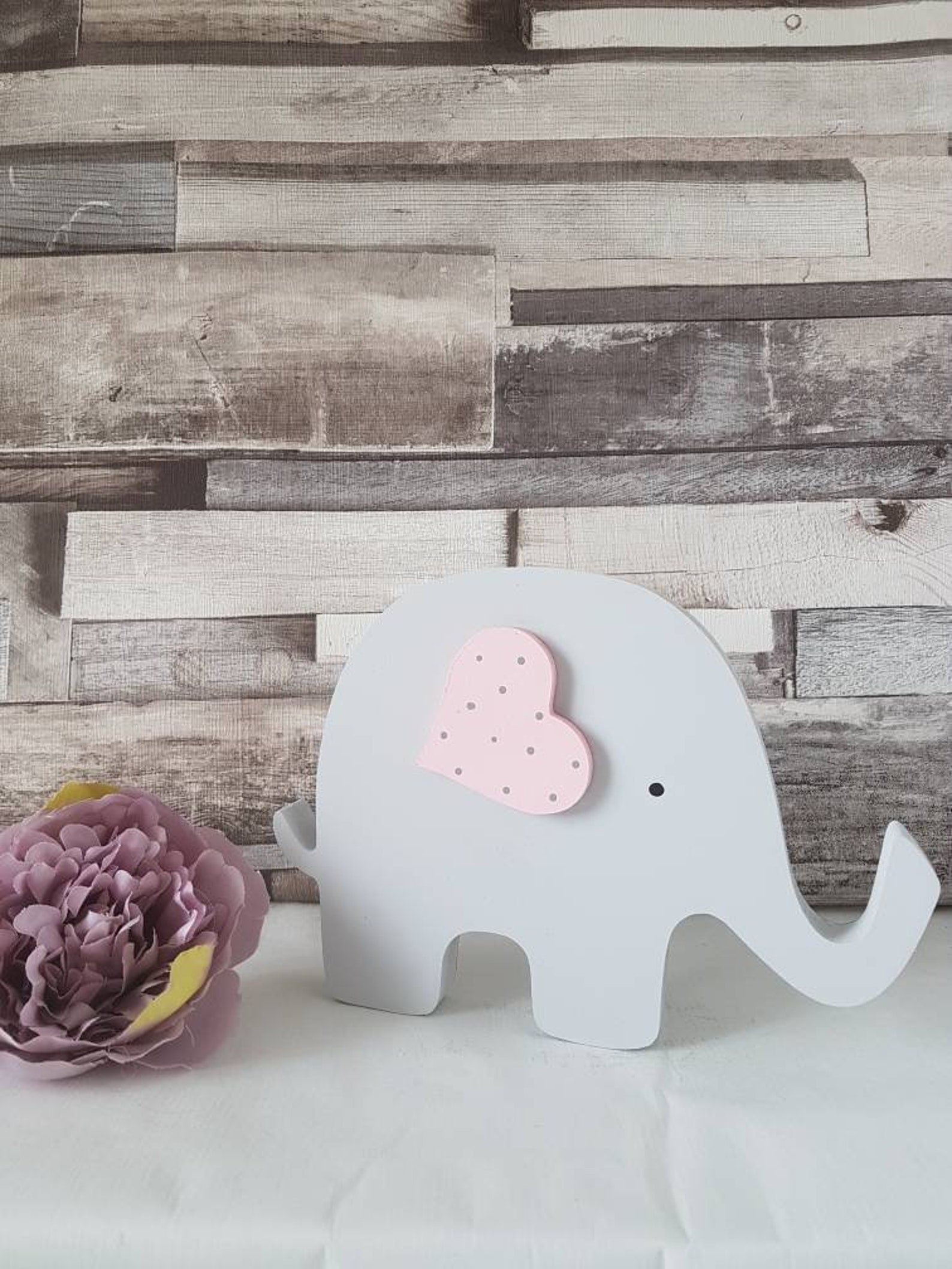 Elephant nursery decor Personalised free standing wooden Etsy