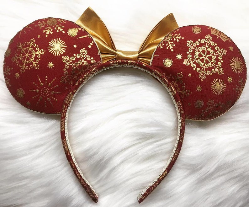 Christmas Mickey Ears/Fancy Christmas/gold snowflakes Etsy