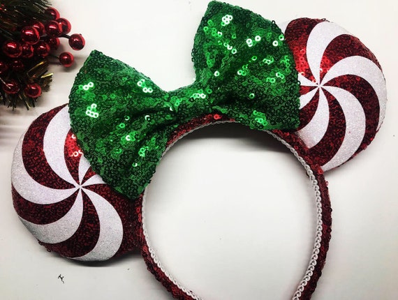 Christmas Mickey Ears/peppermint Swirl - Etsy display picture 1