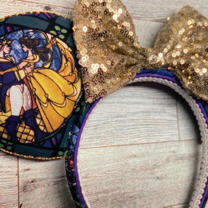 Beauty and the beast stained glass inspired mickey ears!