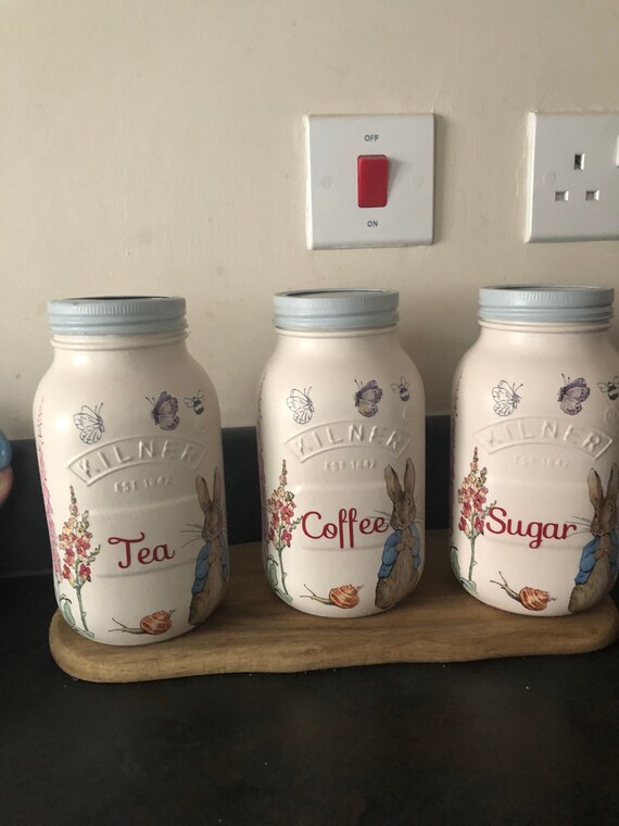 Kilner Peter Rabbit Tea Coffee Sugar Canisters Etsy