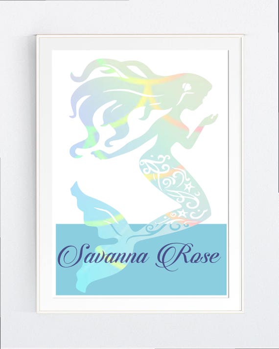 Impresion De Arte De La Pared Sirena Habitacion De Ninas Etsy