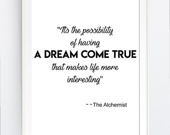 wall art print, dorm decor "A DREAM Come True", motivational, printable, gift, printable,  inspirational quotes,  digital, Svg, pdf, png
