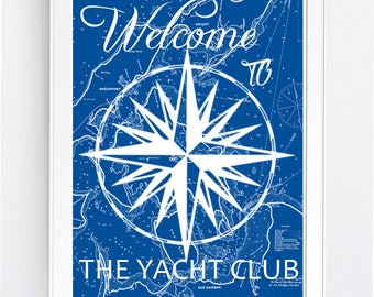 BEACH DECOR, wall art print, Nautical Star, yacht club,  BEAch Art, Welcome Sign, svg, Printable Art, Wall Decor, Beach Print