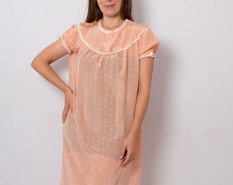 Vintage Silk Sleep Dress Silk Night Gown Medium Size Gift