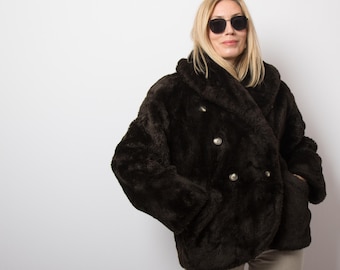 期間限定・お買い得商品: |産地直送 Chocolate 80s / (Vintage Hood with Coat Fur Faux Brown ジャケット・アウター