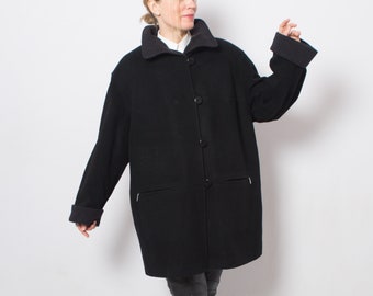 CLASSIC Lux Black Cashmere Coat Women Cashmere Wool Coat USA 18 XL Gift for Girlfriend