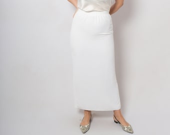 Vintage White Maxi Skirt with Train Bridal Skirt Mermaid Skirt Long Wedding Skirt W 26 Small Size Gift
