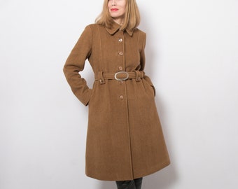 Vintage MARNI Cashmere Coat Belted Coat Wool Dress Coat Medium Size Gift for Wife Lady