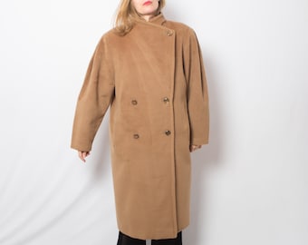 90s OLMAR Cashmere Coat Oversized Wool Coat Long Brown Camel Coat Glam Fancy Double Breasted Overcoat Maxi Wool Coat Large Size Gift