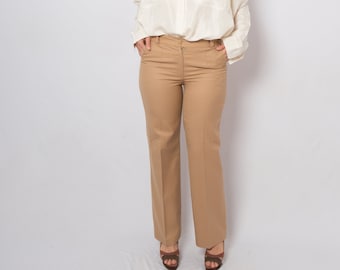 Vintage Brown Wool Trousers Womens Wool Pants Casual Wool Trousers Elegant Warm Winter Fall Office Wear W 31 L 31