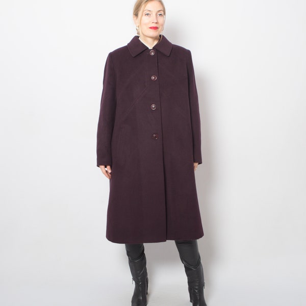 vintage long manteau violet manteau en laine violet lux chaud hiver laine pardessus violet taille moyenne