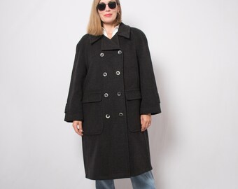 Vintage Pea Coat Mohair Coat Double Breasted Overcoat Medium Size Gift for Girlfriend Timeless Classic