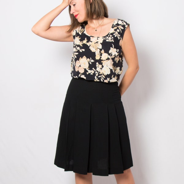 YSL Saint Laurent Rive Gauche Wool Black Pleated Skirt W 23 Small Size Gift