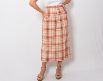 Vintage 80s Laura Ashley Skirt Long Plaid Skirt Tartan Plaid Skirt Preppy College Dark Academia W 27