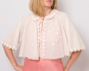 Vintage Sheer Bed Jacket by Hattie Carnegie See Through Romantic Medium Size Gift