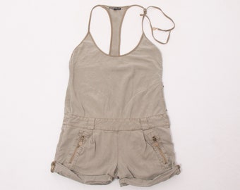 PATRIZIA PEPE Petite Jumpsuit Khaki Overall Shorts Playsuit Women Festival Romper XS Size Gift for Girlfriend