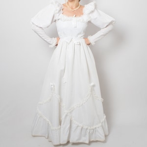 1980s White Puff Sleeve Wedding Dress Princess Wedding Dress inspired Victorian Edwardian Wedding dress Medium Size image 1