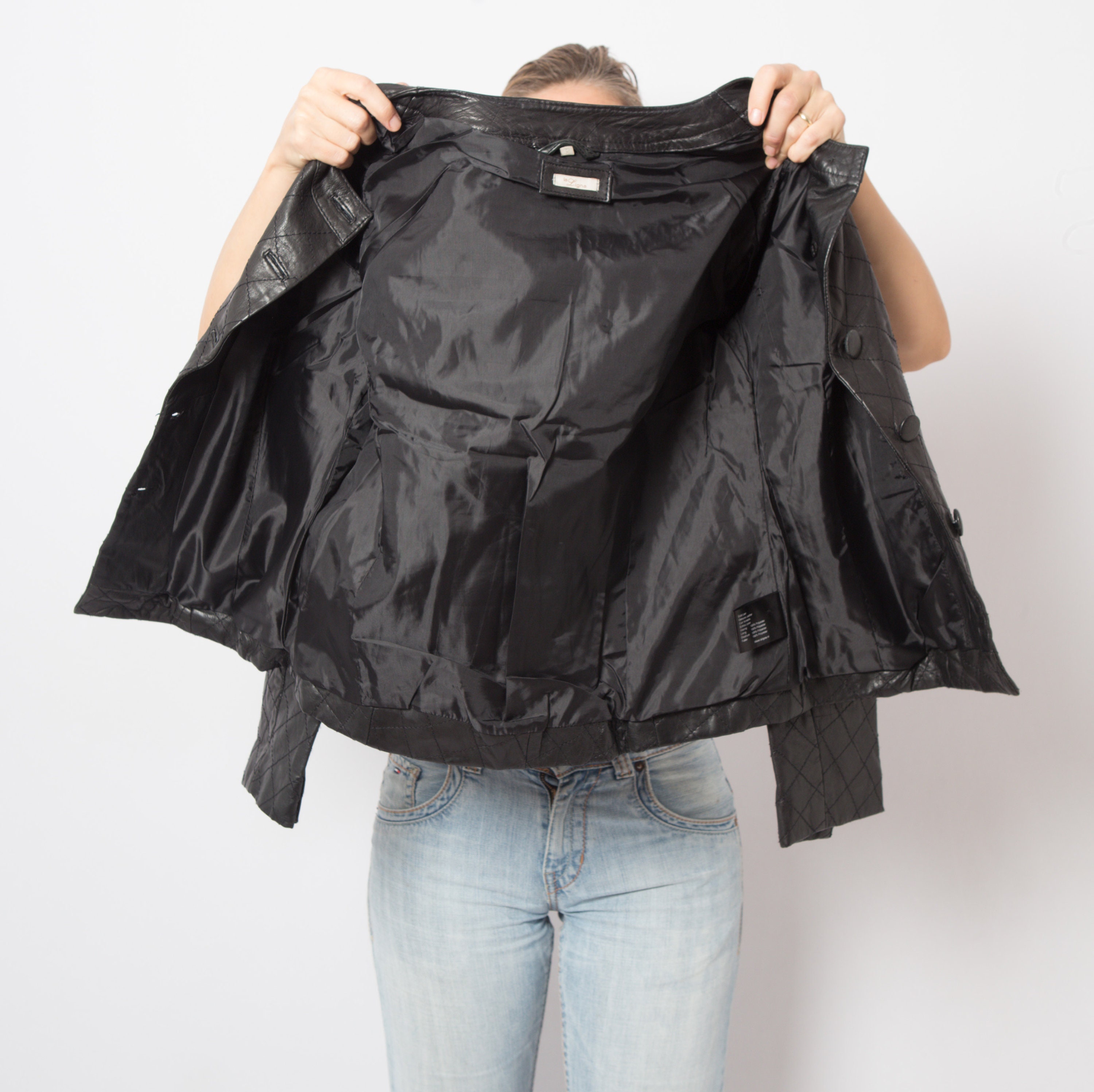 Vintage Quilted Black Leather Jacket Women Biker Jacket Medium - Etsy