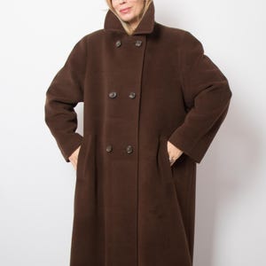 Vintage Swing Coat 80s Brown Winter Oversized Wool Coat Size L Gift for Girlfriend