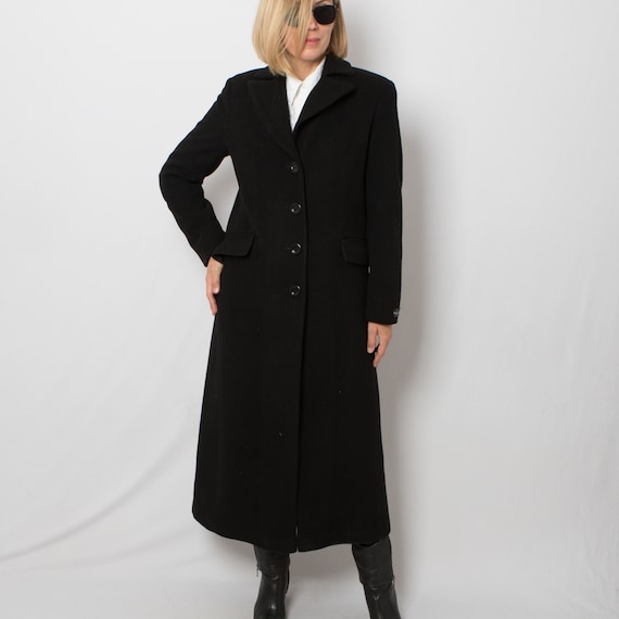 90s Womens Black Cashmere Coat Maxi Coat Long Dre… - image 1